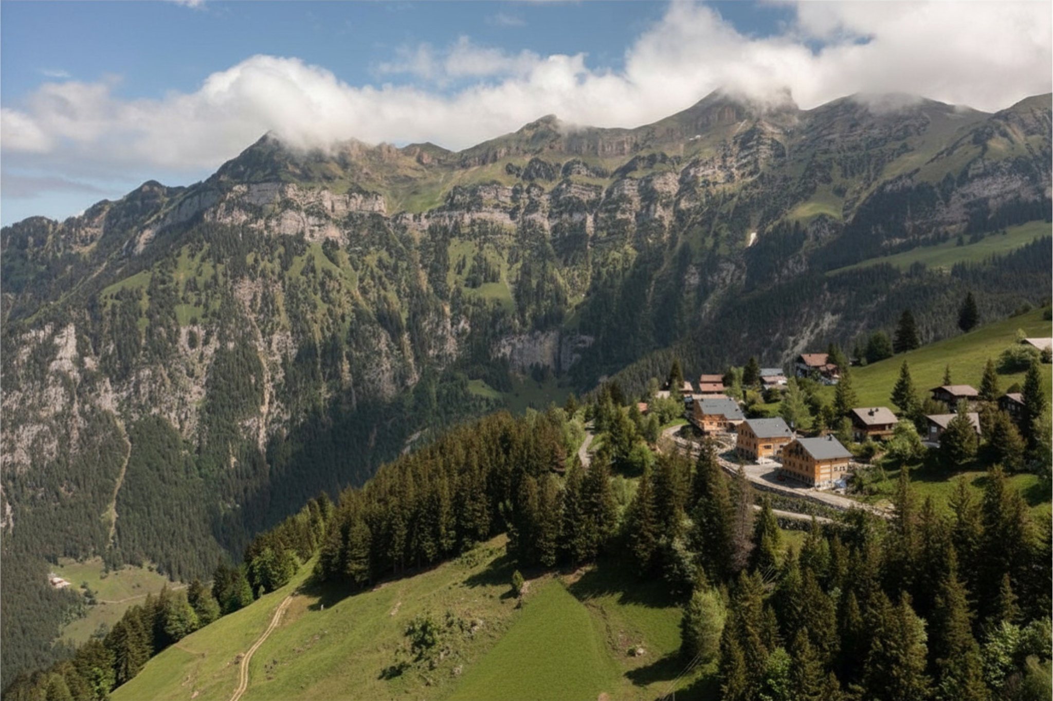 A Swiss alpine lodge above the treeline